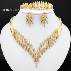 Fashion Gold Color Necklace & Earrings Jewelry Set for Women (4-Piece)