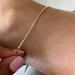 Gold Color Flat Beads Stainless Steel Bracelet Anklet