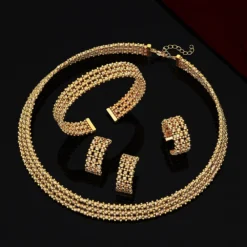 Handmade Gold Plated Dubai Arabic Bridal Jewelry Set for Women