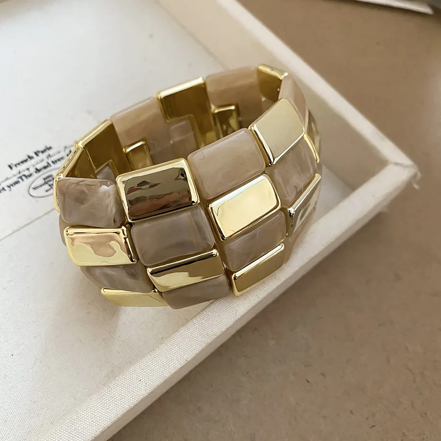 Acrylic Square Splicing Geometric Round Bangles - Image 9