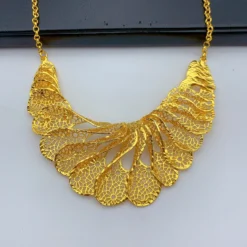 Alternative view of African Big Necklace Earrings Jewelry Set For Women 24K Gold Plated