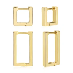 14K Gold Plated Minimalist Geometric Huggie Hoop Earrings for Women