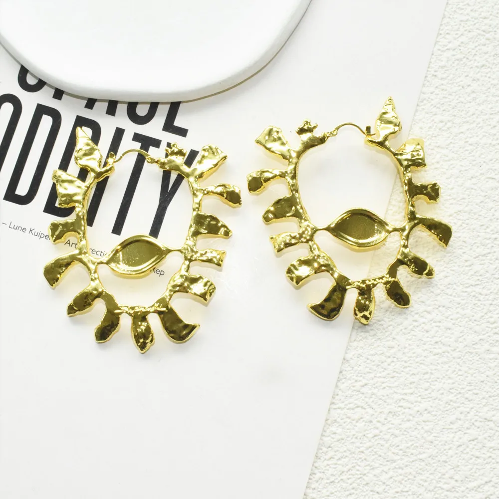 Women's Gold-Plated Eyes Hoop Earrings Fashion Statement - Image 4