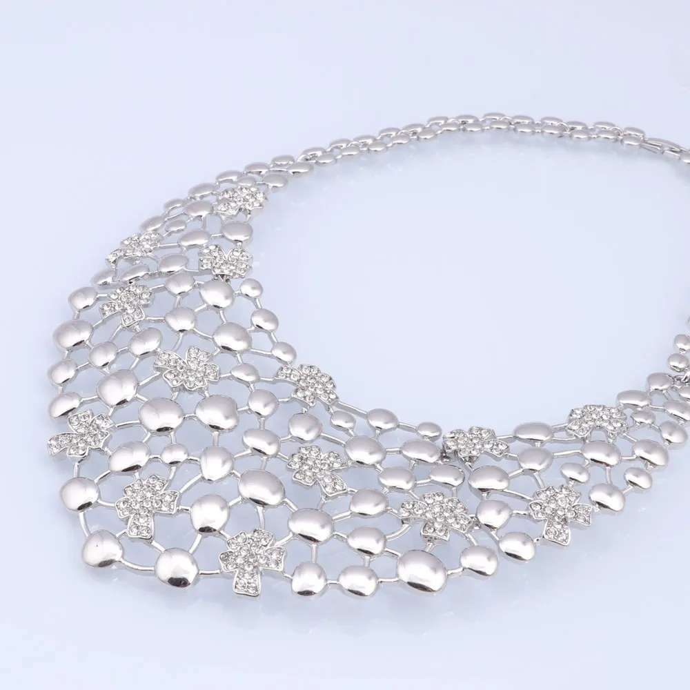 Elegant Dubai Silver-Plated Jewelry Set – Necklace, Bracelet, Earrings & Ring for Women - Image 3