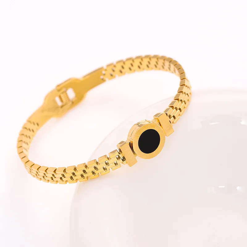 Steel Stainless Steel Inlaid Zircon Gold Plated Bracelet - Image 7