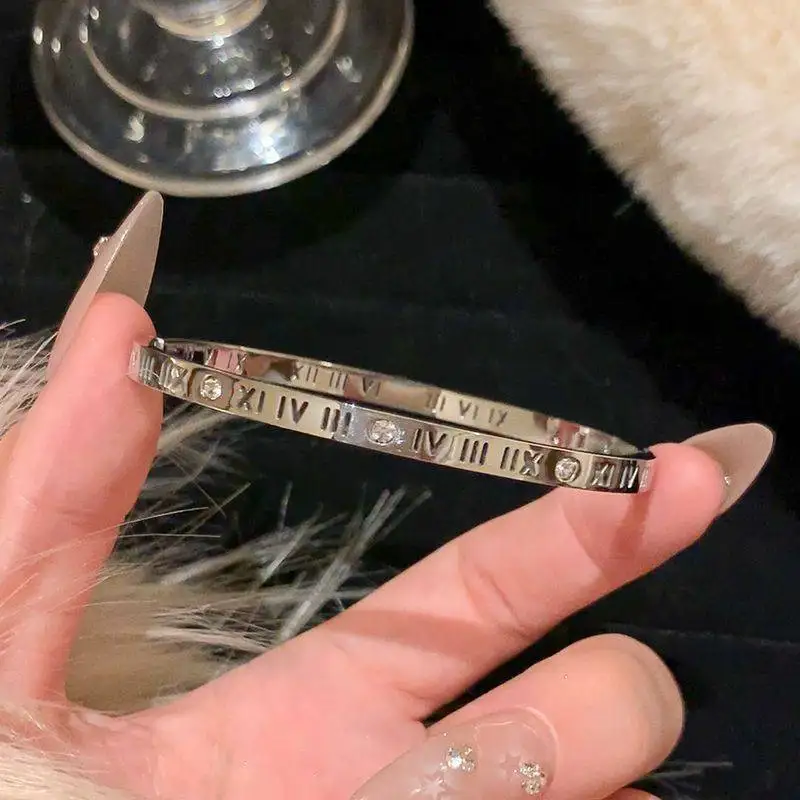 Classic Stainless Steel Bracelet Inlaid With Zircon For Daily Wear - Image 6