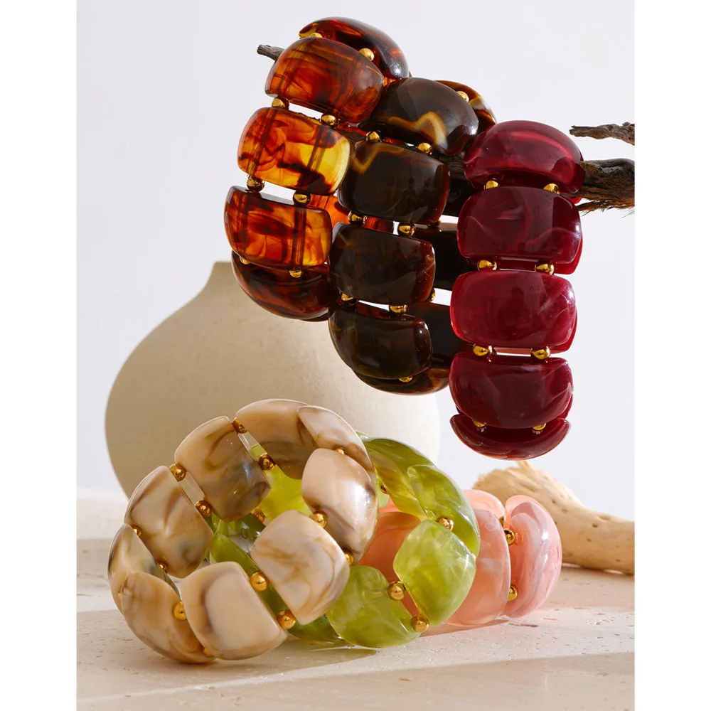 65mm Multi-Color Resin Wide Statement Bracelet Bangle - Image 6