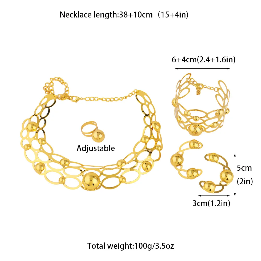 Stunning Indian 24K Gold Jewelry Set – Necklace, Earrings, Bracelet & Ring set - Image 6