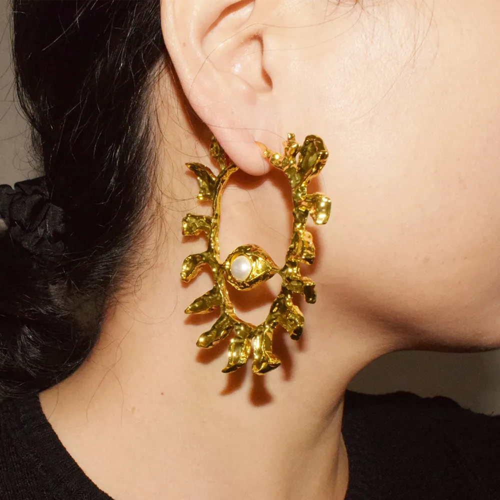 Women's Gold-Plated Eyes Hoop Earrings Fashion Statement