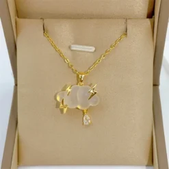 Alternative view of White Cloud Stainless Steel Tassel Necklace