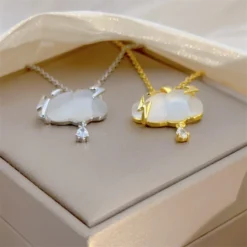 White Cloud Stainless Steel Tassel Necklace