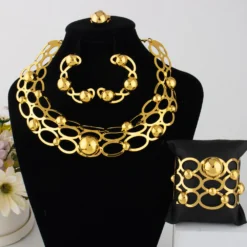 Stunning Indian 24K Gold Jewelry Set – Necklace, Earrings, Bracelet & Ring set