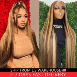 Highlight Wig 13x6 HD Lace Frontal Wig Natural Hairline Pre-Plucked 30 Inch 13x4 Honey Blonde Straight Lace Front Wigs Human Hair