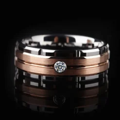 Stainless Steel Two toned-color electroplated men's Rings