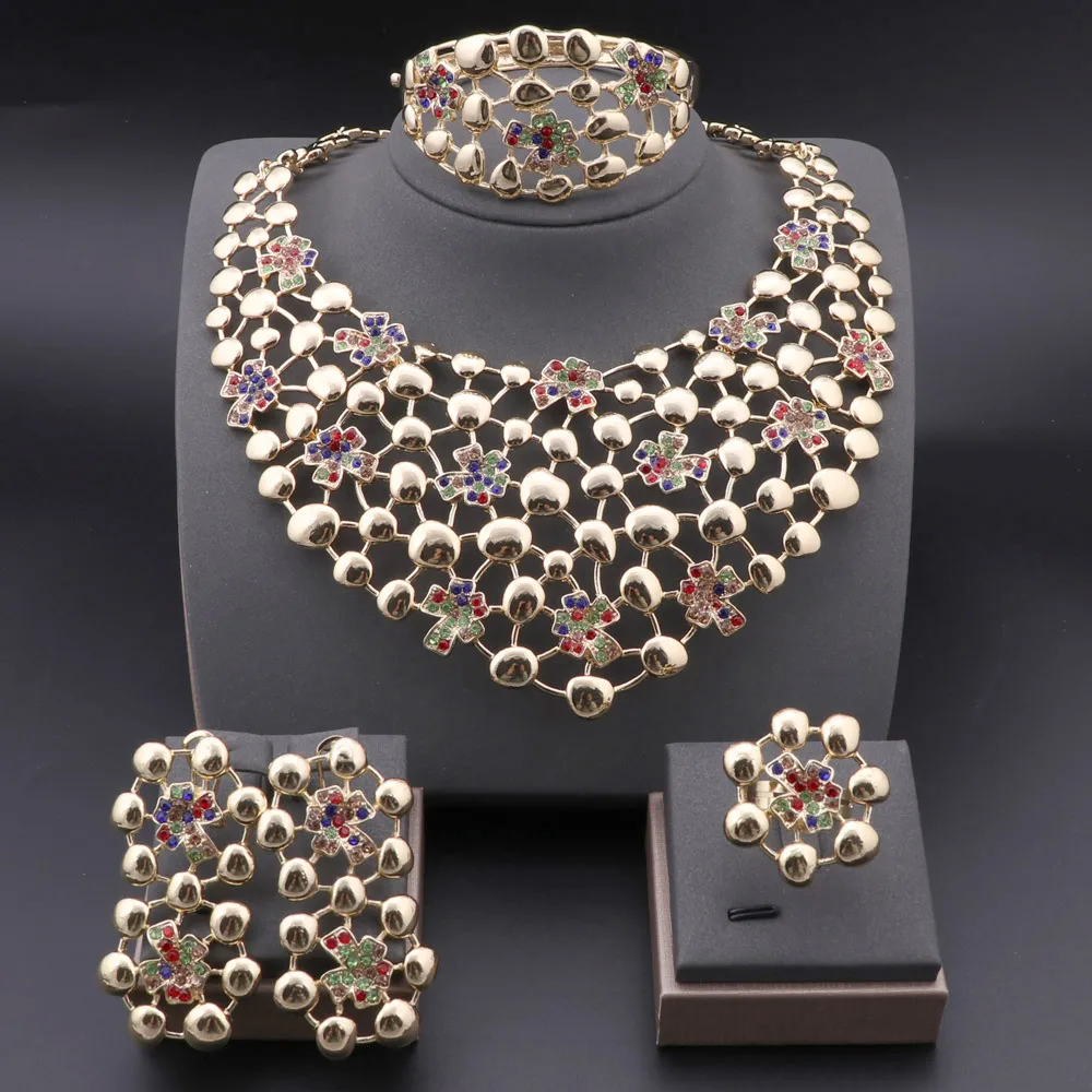Elegant Dubai Silver-Plated Jewelry Set – Necklace, Bracelet, Earrings & Ring for Women - Image 8
