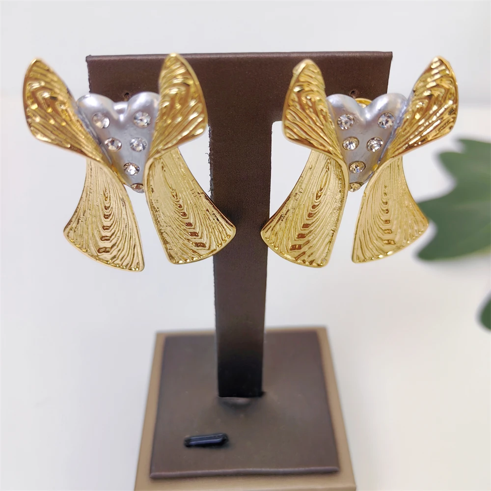 African Gold Color Big Jewelry Set Exaggerated Statement Large Necklace Bracelet - Image 3