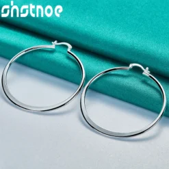 Alternative view of 925 Sterling Silver 55mm Smooth Round Hoop Earrings