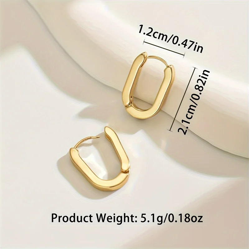 New Gold Color Square Hoop Earrings - Image 3