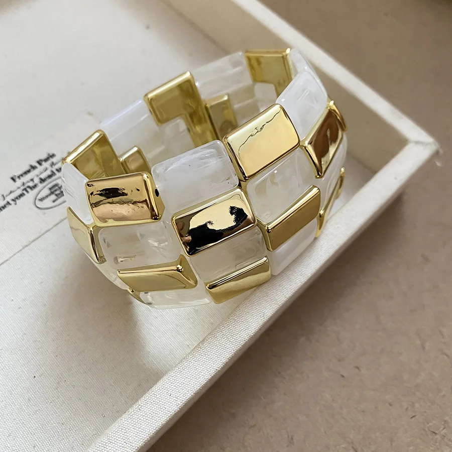 Acrylic Square Splicing Geometric Round Bangles - Image 5