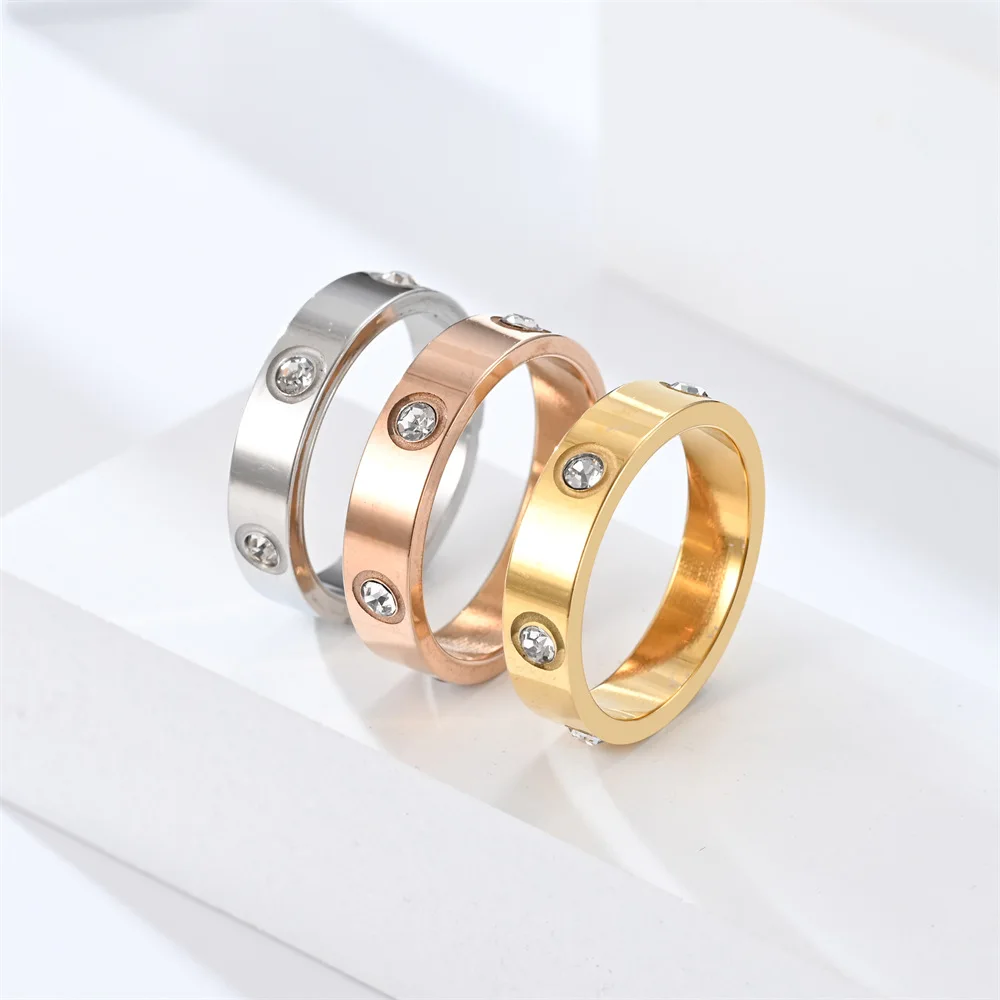 Classic Stainless Steel Zircon Ring with Simple Design for Men's and Women - Image 6