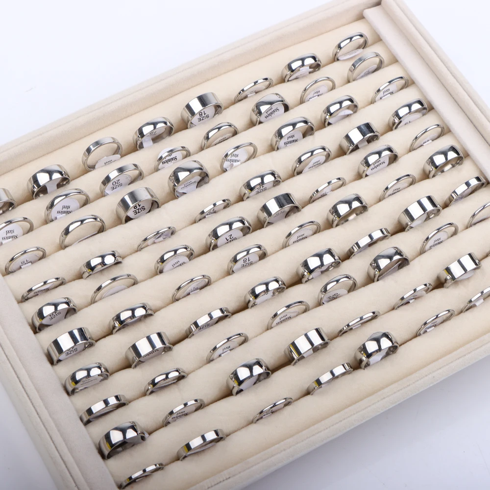 10/20PCS Classic Stainless Steel Rings – Mixed Styles - Image 4