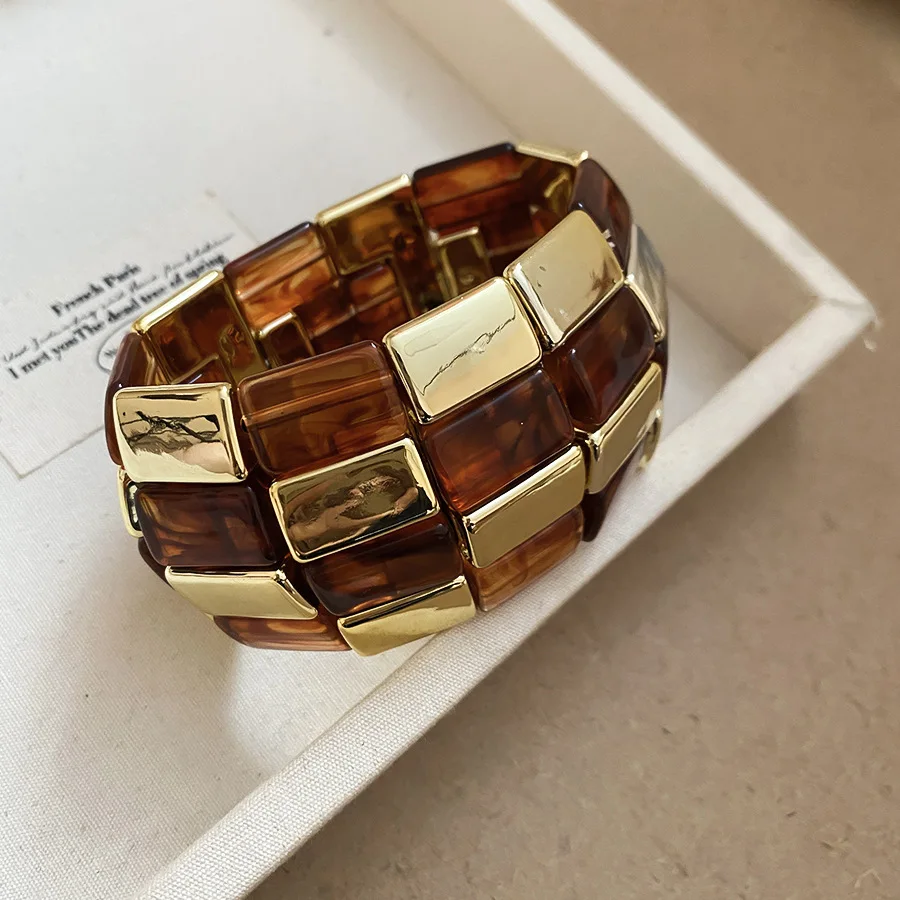 Acrylic Square Splicing Geometric Round Bangles - Image 4