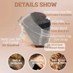 Alternative view of Curly 360 Lace Front Wigs Human Hair Pre Plucked P4/27 Highlight Ombre Deep Wave HD Lace Frontal Human Hair Wig With Drawstring