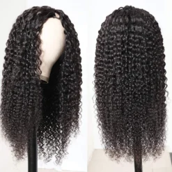 Alternative view of Kinky Curly U V Part Wig Human Hair No Leave Out No Glue Brazilian Deep Curly Wave U Part Human Hair Wig for Women 180% Density