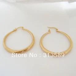 Alternative view of Yellow Gold-Plated Brass Round Hoop Earrings