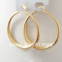 Yellow Gold-Plated Brass Round Hoop Earrings