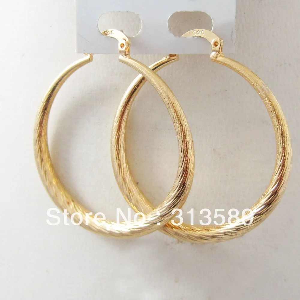 Yellow Gold-Plated Brass Round Hoop Earrings
